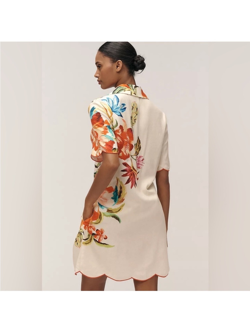 FARM Rio Cream Mini Dress with Orange, Red & Teal Floral Print - Picture 2 of 6